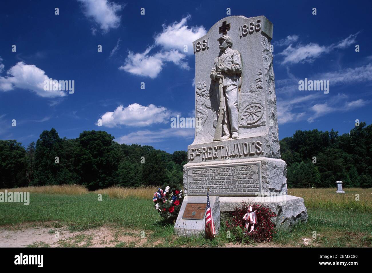 New Jersey volunteers marker at Bloody Angle, Fredericksburg and Spotsylvania National Military Park, Virginia Stock Photo