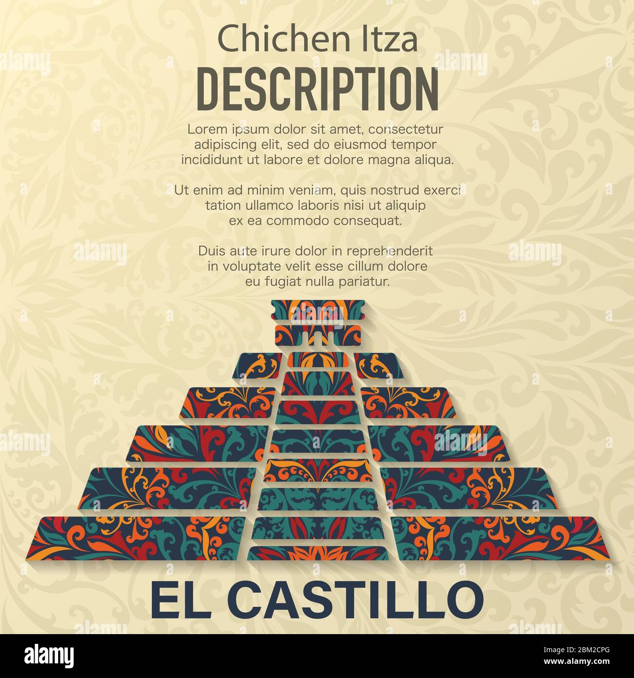 El Castilo floral pattern background Stock Vector