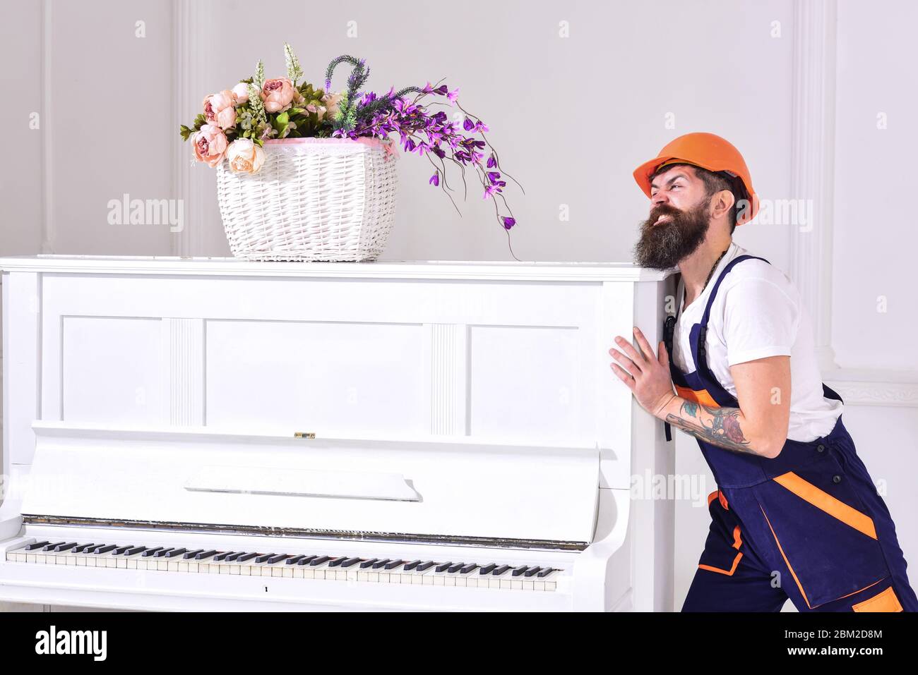 Courier delivers furniture, move out, relocation. Heavy loads concept