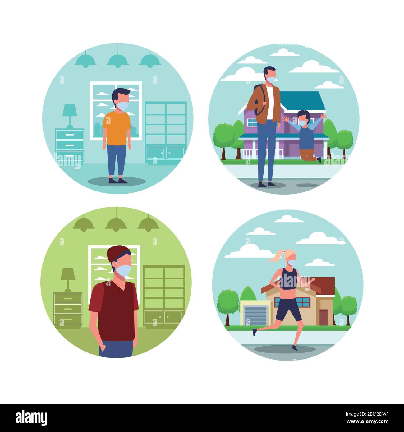 group of people using face mask for covid19 Stock Vector Image & Art ...
