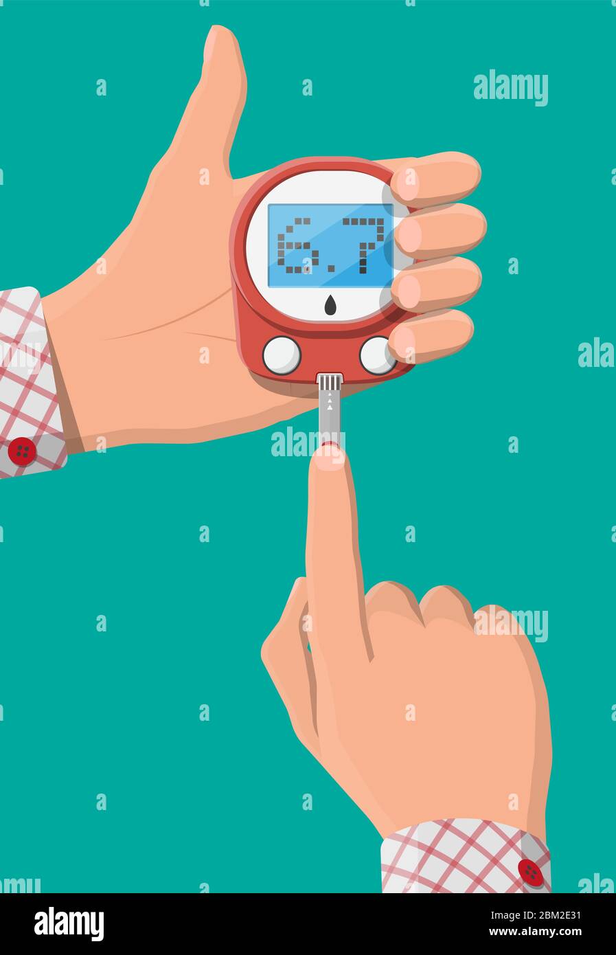 Testing blood glucose concept. Glucometer, test strips in hand. Test ...