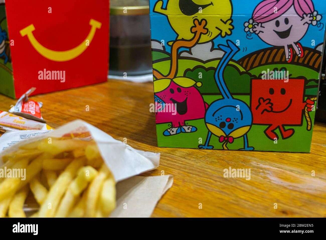 Feb 2020, Toronto, Canada - McDonald's Happy Meal box set. McDonald's is the world's largest fast food restaurant. Illustrative editorial. Stock Photo