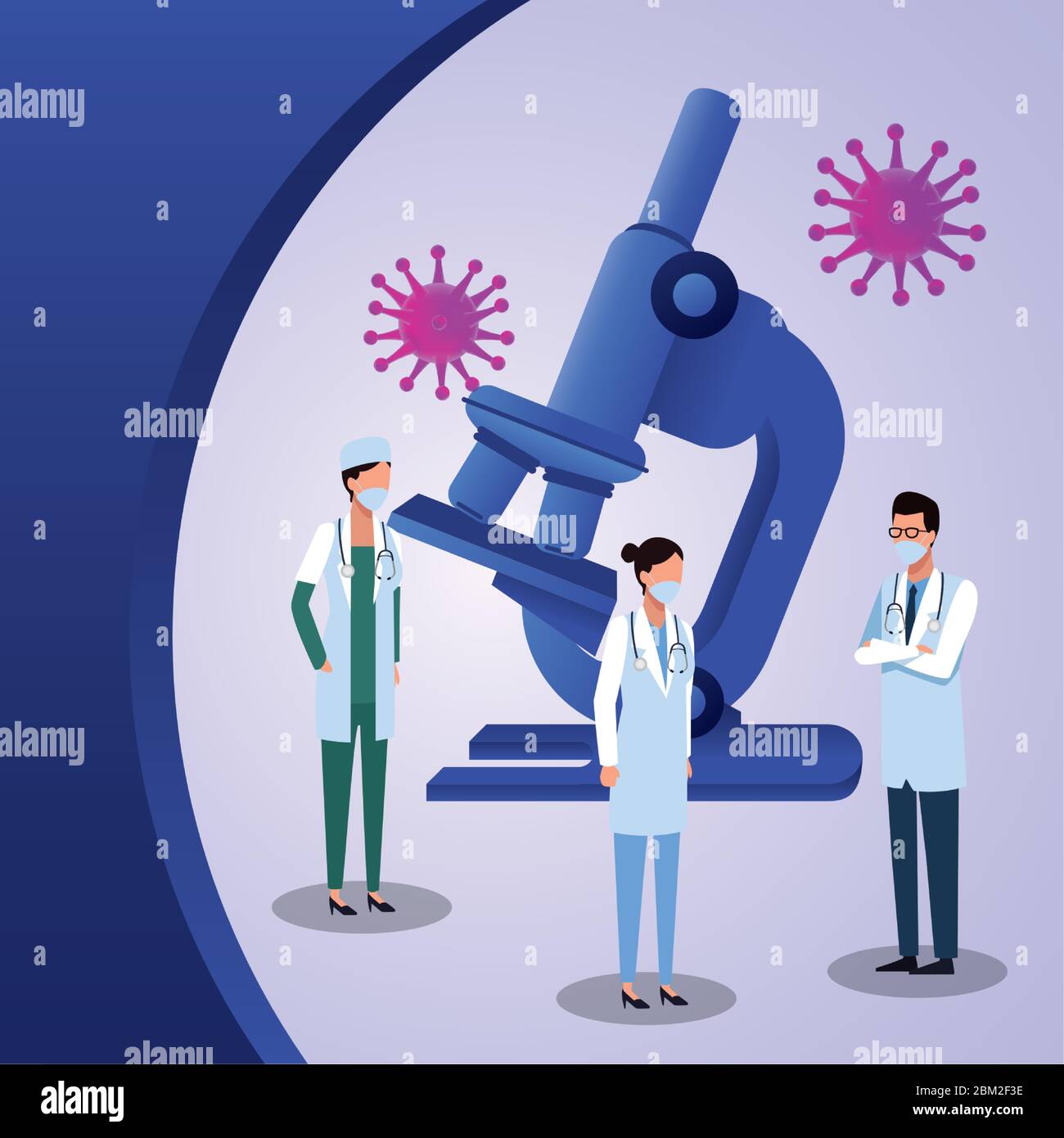Woman microscope laboratory mask Stock Vector Images - Alamy