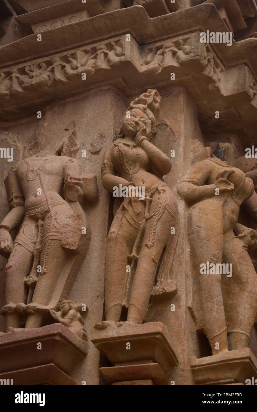 Bas relief at famous ancient temple in Khajuraho, India Stock Photo - Alamy