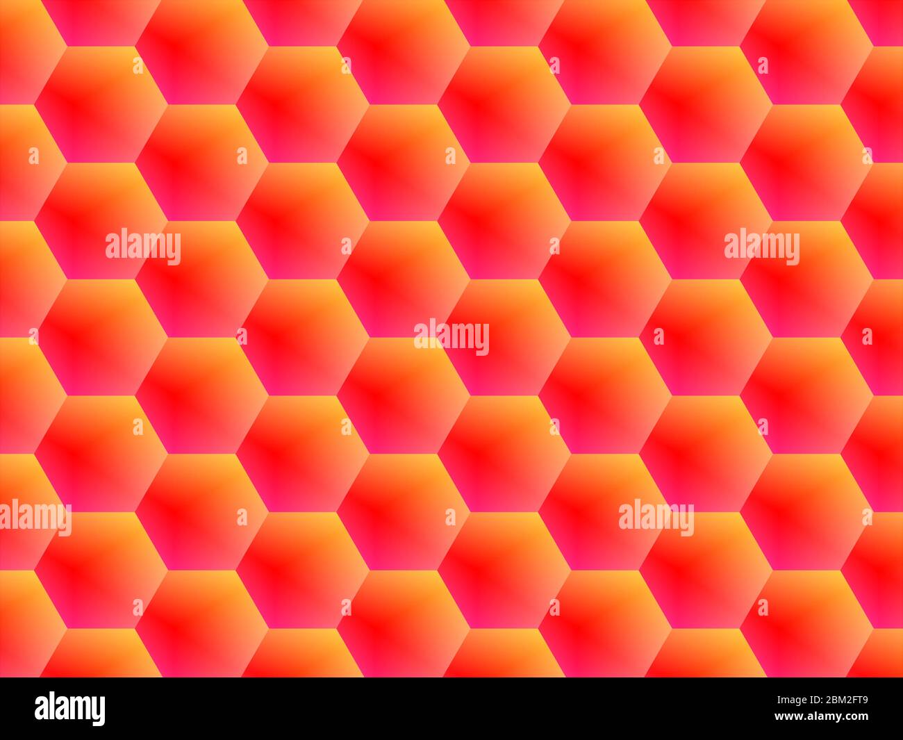 Abstract background, vibrant red, yellow gradient, hexagons horizontal dynamic modern decorative pattern Stock Photo