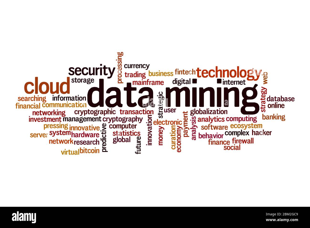 Data mining word cloud concept on white background Stock Photo