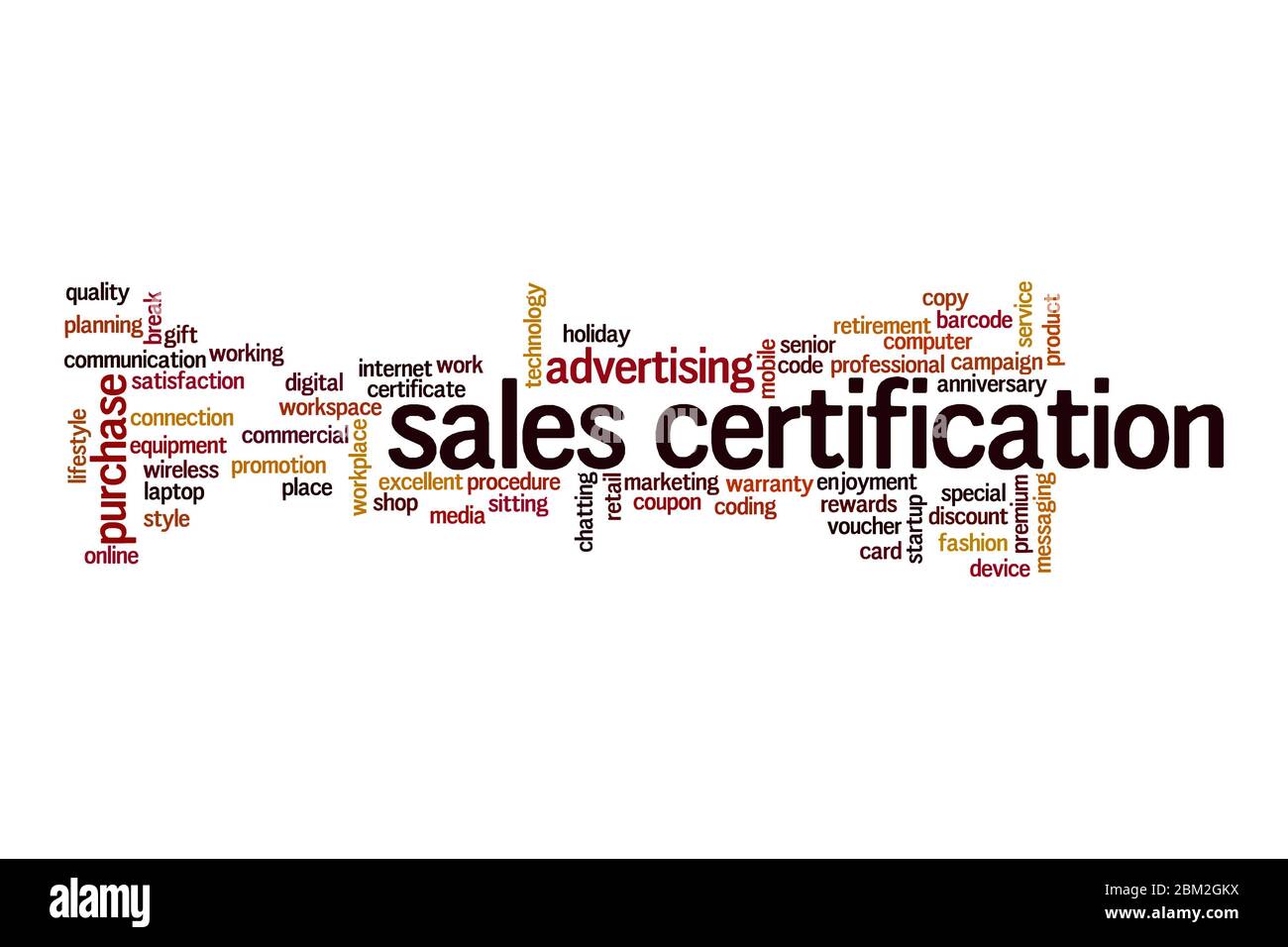 Sales certification word cloud concept on white background Stock Photo