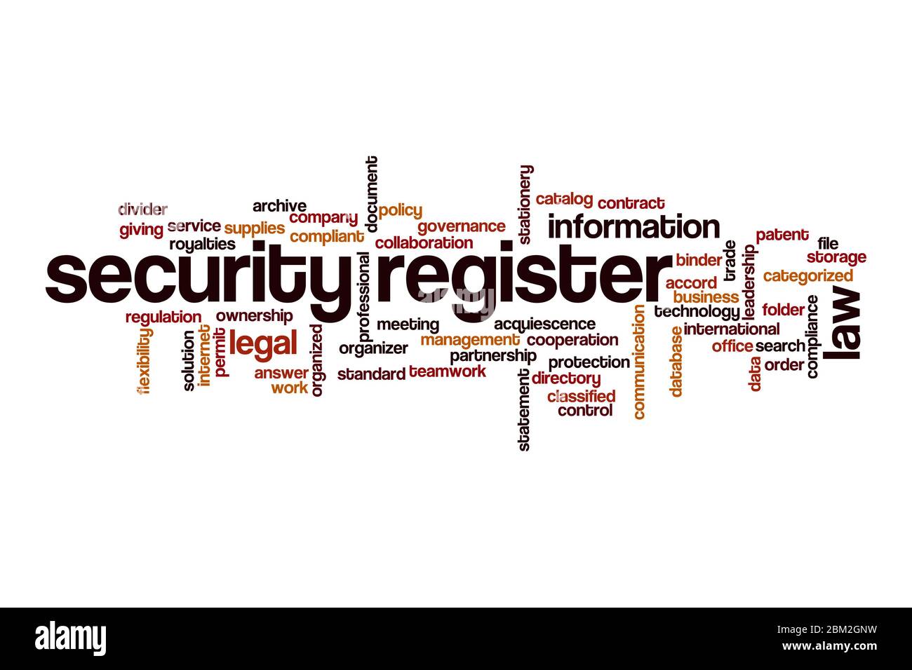 Security register word cloud concept on white background Stock Photo