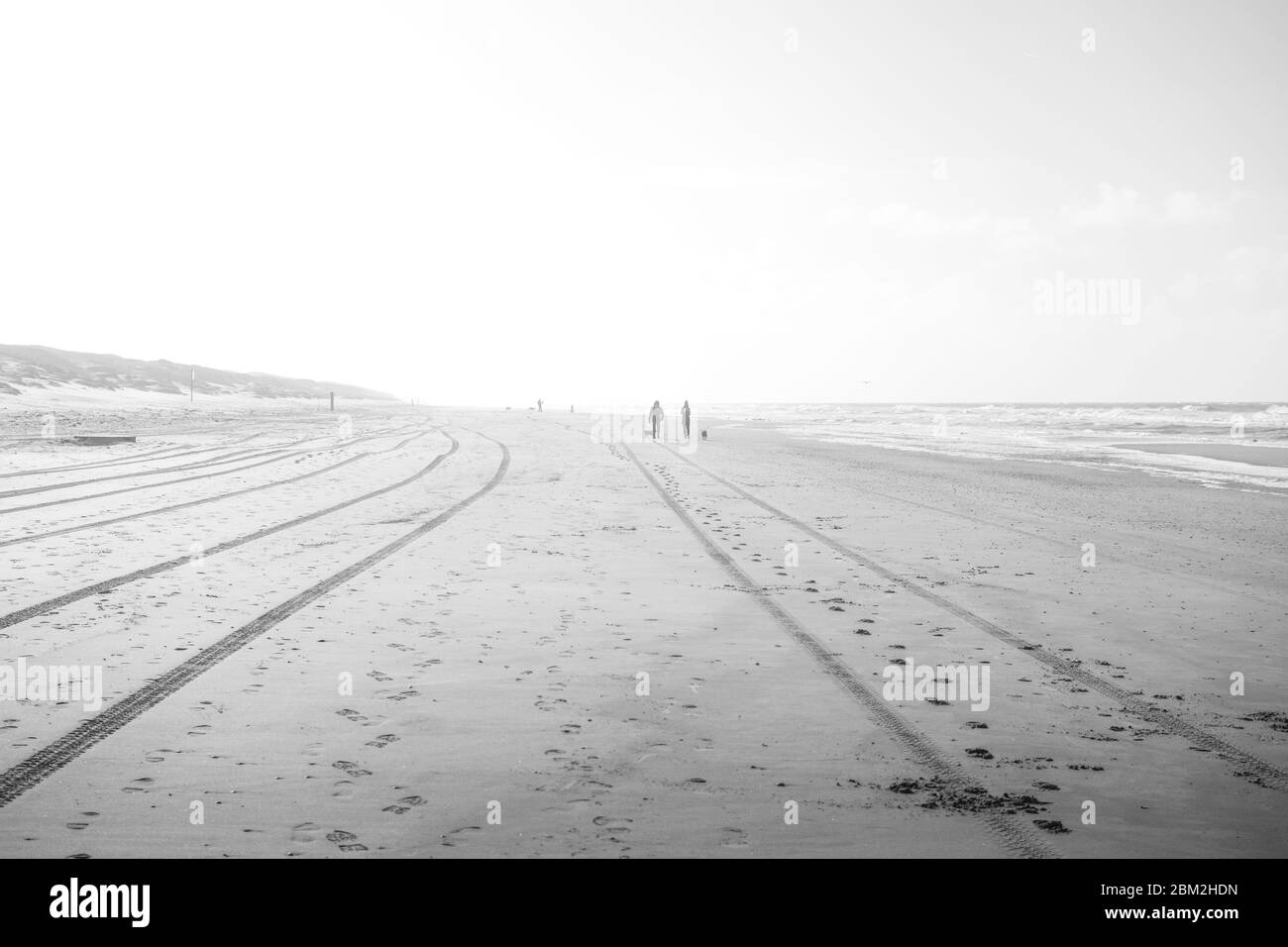 Traces in the sand lead the view to the horizon. There you can see