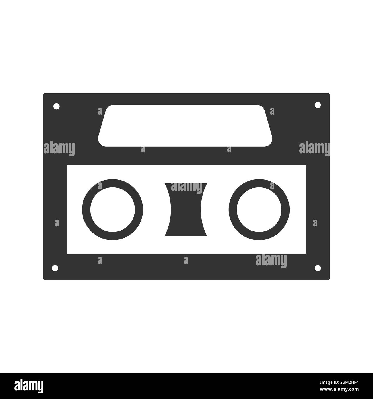 Vector icon for a compact audio cassette. Flat design isolated on a ...