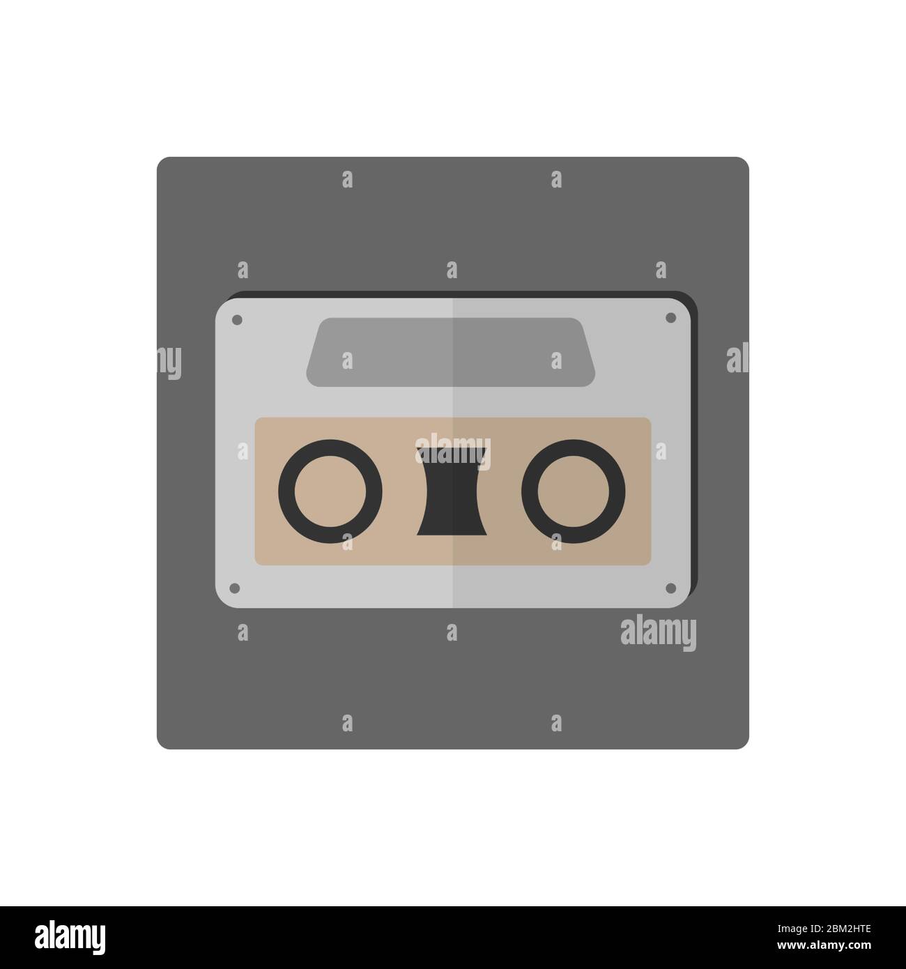 Vector icon for a compact audio cassette. Flat design isolated on a ...