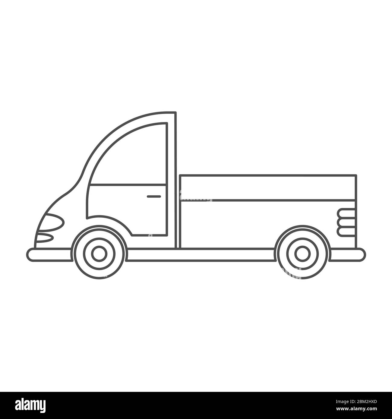 Vector icon of a car or commercial van. Simple design, an empty outline isolated on a white background. Design for coloring books, websites, and apps Stock Vector