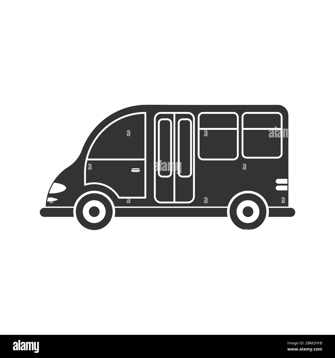 Vector icon of a car or commercial van. Simple design, filled silhouette isolated on white background. Design for coloring books, websites, and apps Stock Vector