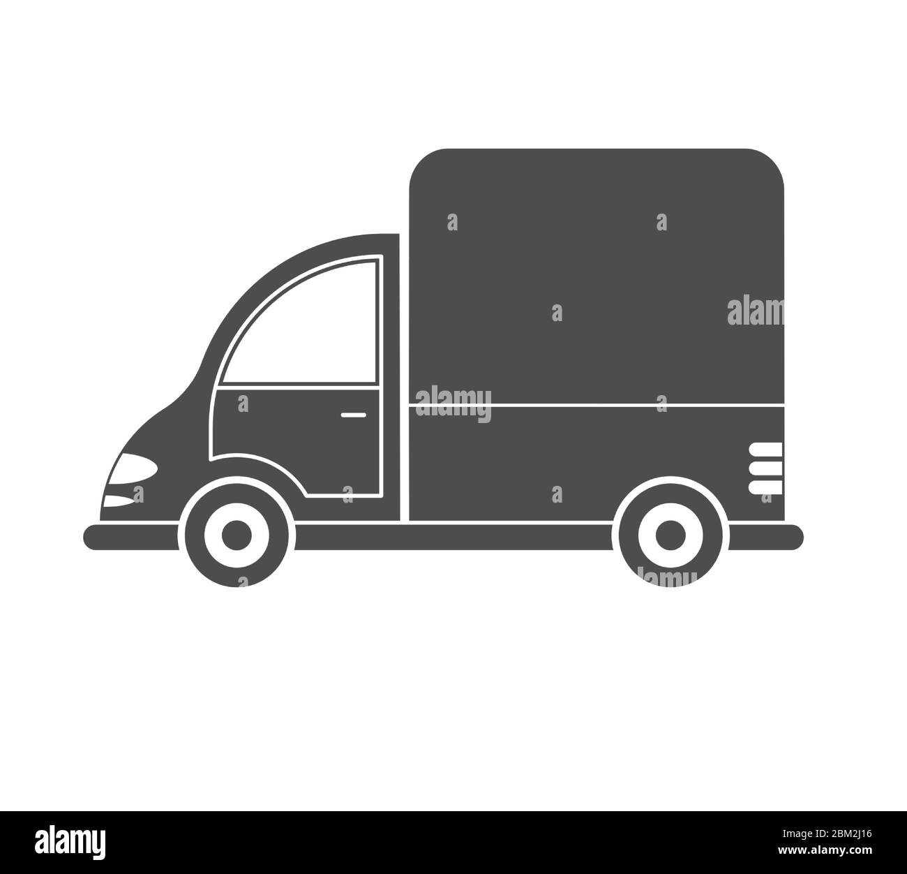 vector icon of a car or commercial van. Simple design, filled contour isolated on a white background. Design for coloring books, websites, and apps Stock Vector