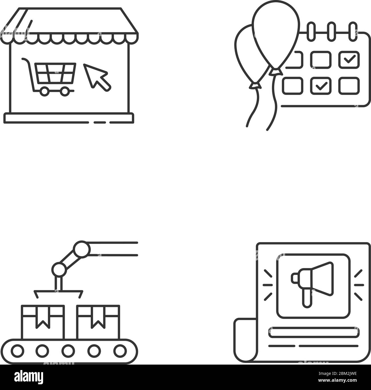 Social media store pixel perfect linear icons set Stock Vector Image ...