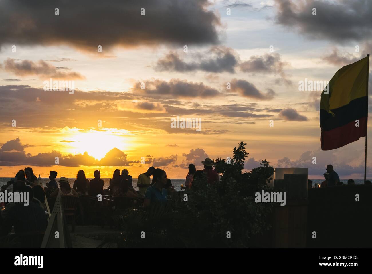 Sunset from Cafe del Mar in Cartagena, Colombia Stock Photo