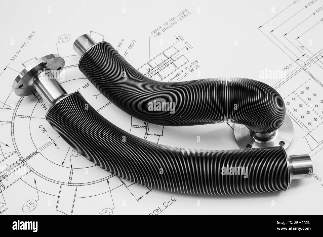 Pair of welded flexible metal bellows on an engineering drawing Stock Photo Alamy