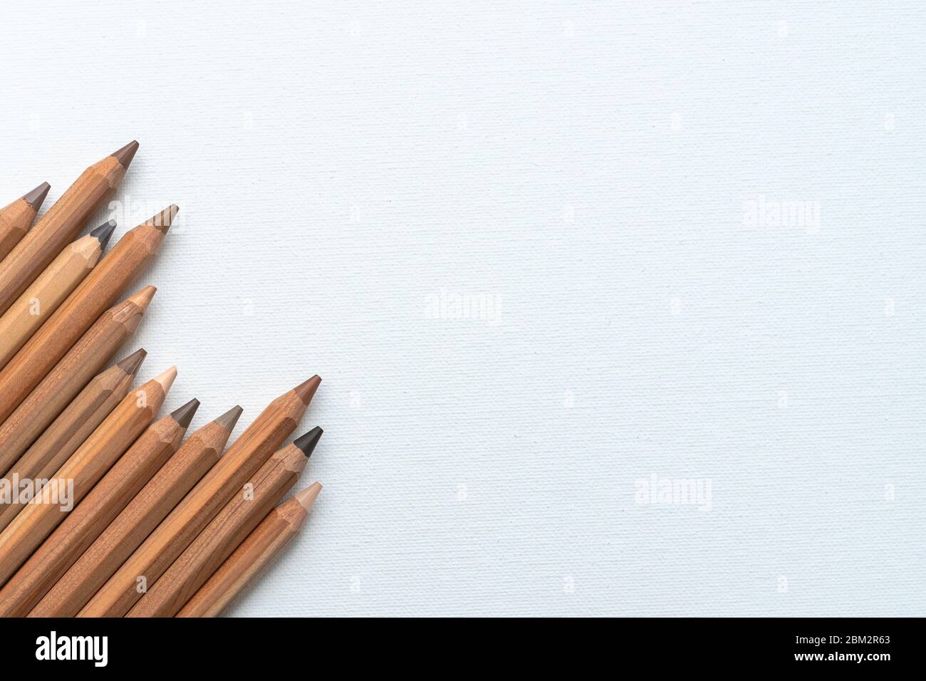 Pencil with diverse skin tone colors on a white canvas Stock Photo