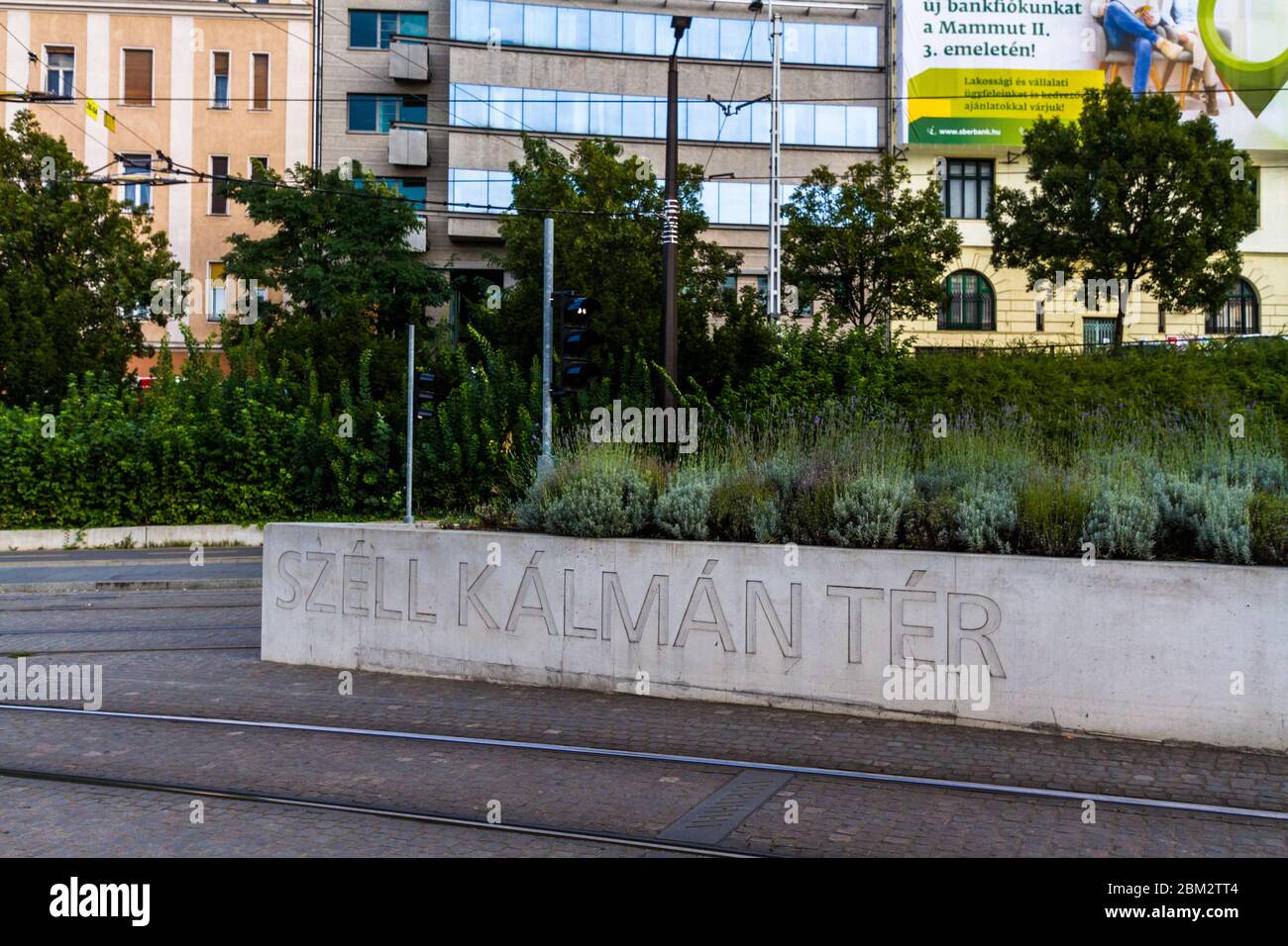 Budapest, Hungary – Sign for Szell Kalman ter square,    Budapest  Hungary, landscape,  on September 19 2019 in Hungary Stock Photo