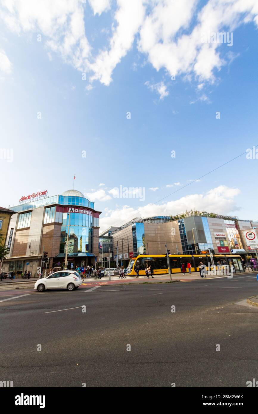 Budapest, Hungary – Glass front of Mammut Shopping Mall, Kalman ter square,  portrait wide angle copyspace at top, Budapest Hungary, on September 19 2  Stock Photo - Alamy