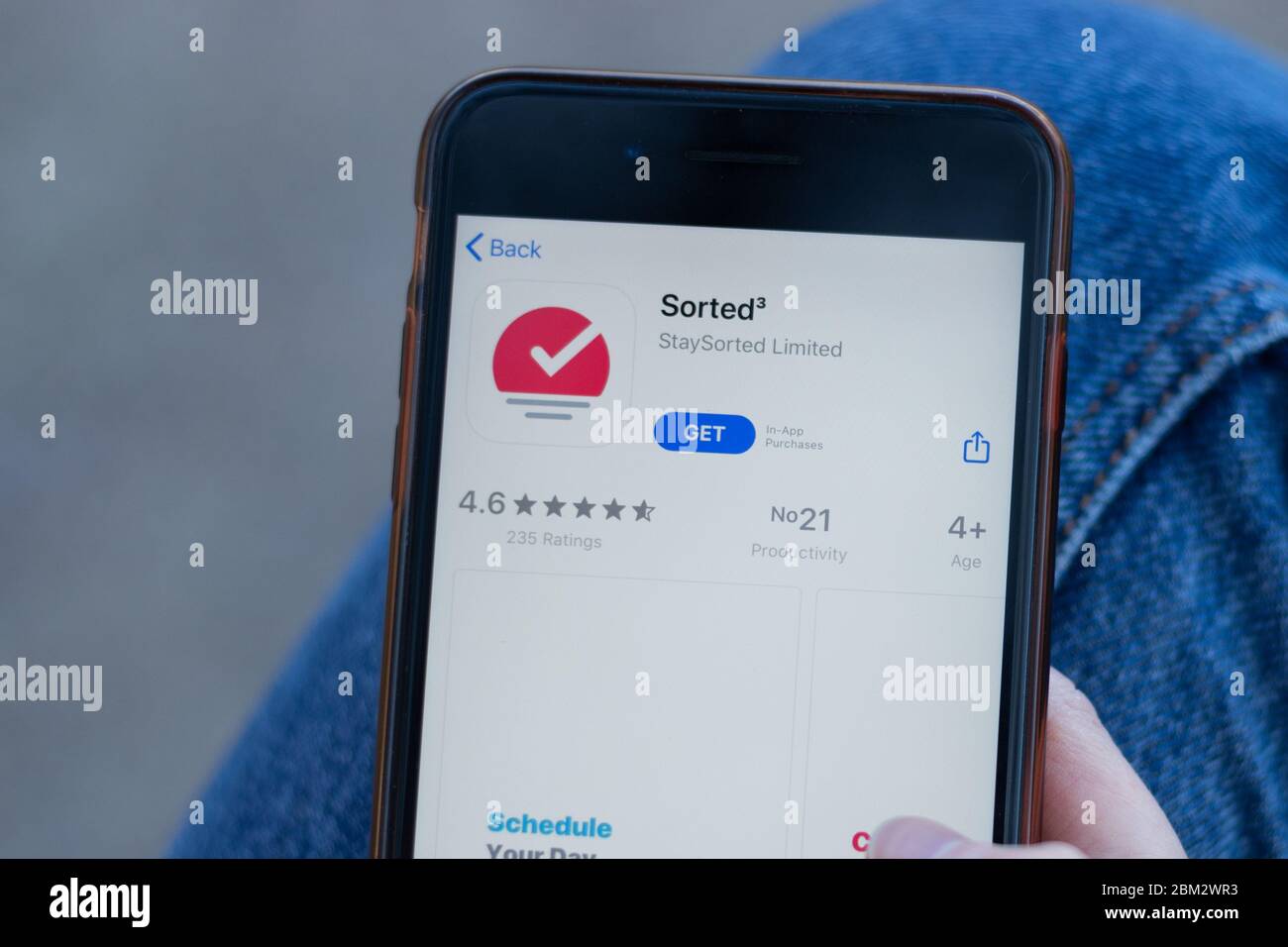 New York, USA - 1 May 2020: Sorted app logo close-up on phone screen, Illustrative Editorial Stock Photo
