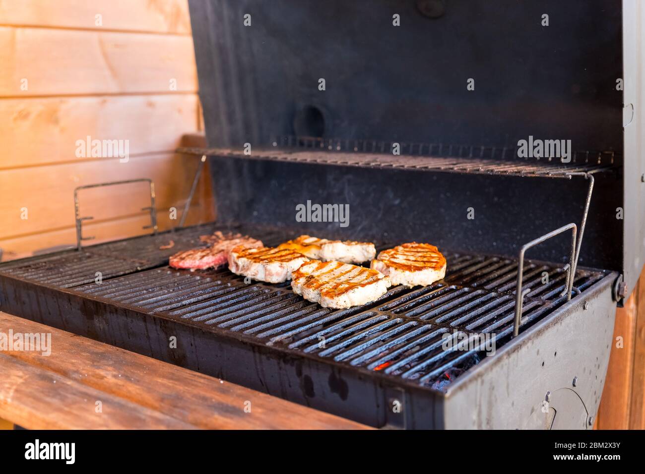 Entrecote Beef Steak On Grill With Rosemary Pepper And Salt - Barbecue.Grilled beef fillet steaks with and spices.Beef steak on the grill grate Stock Photo - Alamy