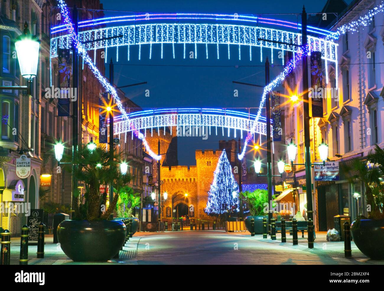 Christmas Lights, Cardiff, Wales, UK Stock Photo Alamy