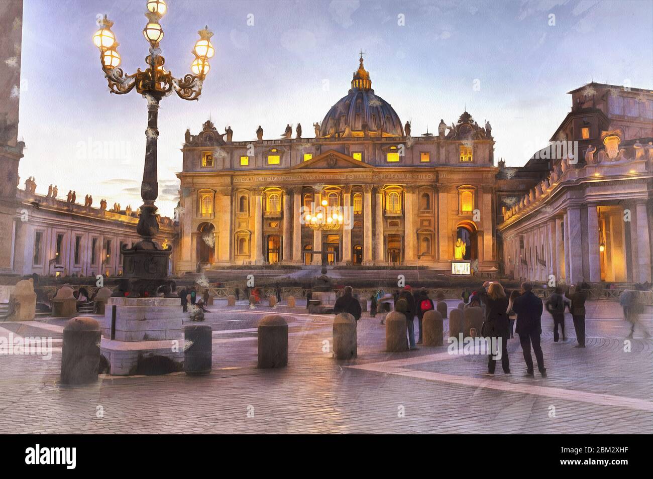 Beautiful view on Papal Basilica of St. Peter in the Vatican colorful ...