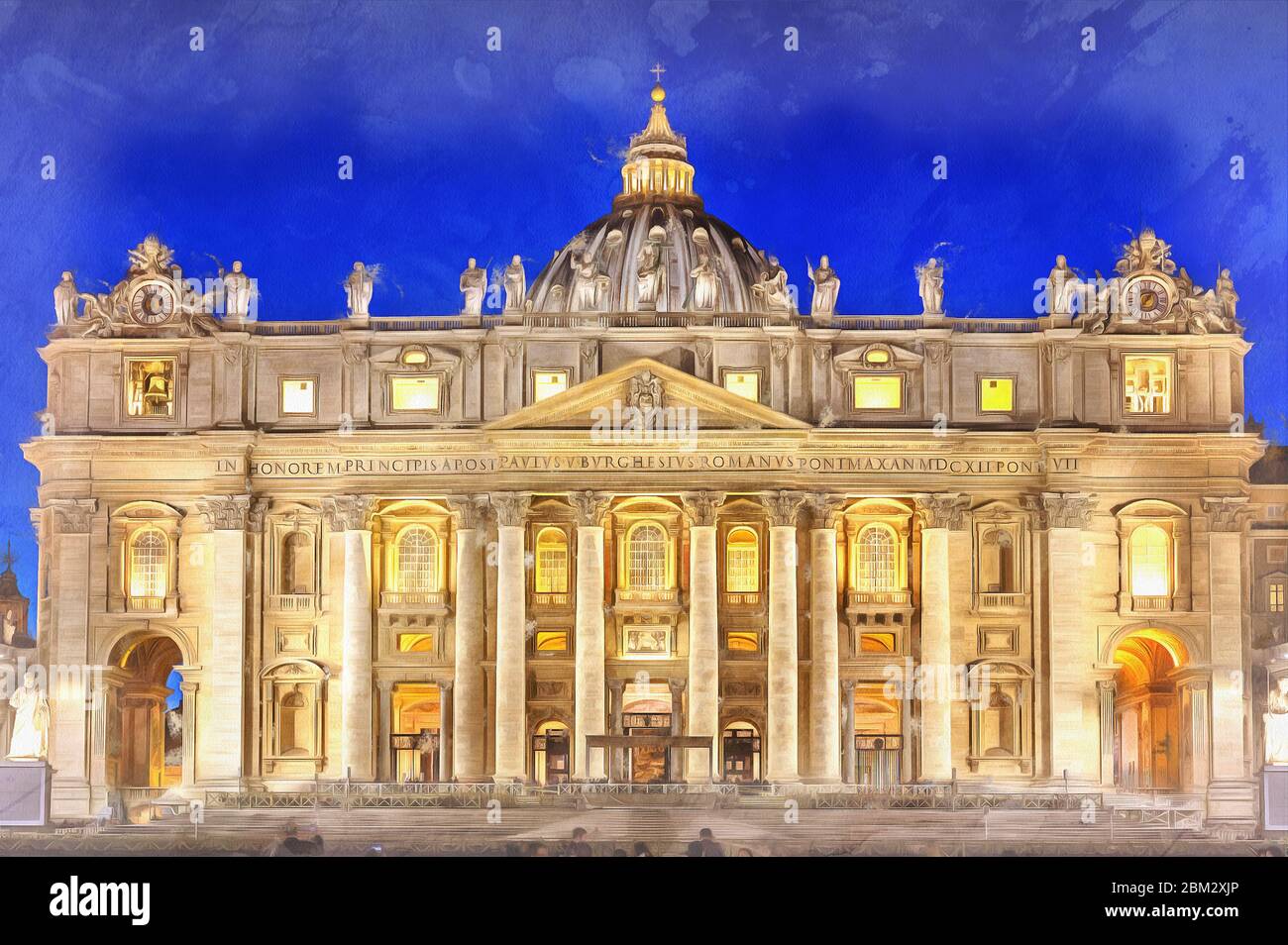 Beautiful view on Papal Basilica of St. Peter in the Vatican colorful ...