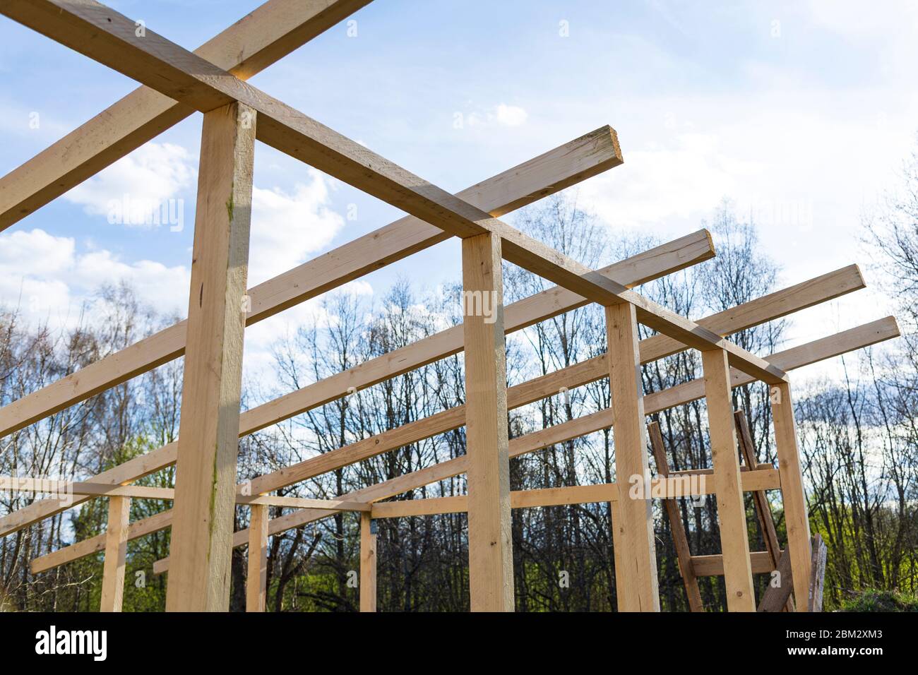 Building a house made of wood. Frame houses Stock Photo Alamy
