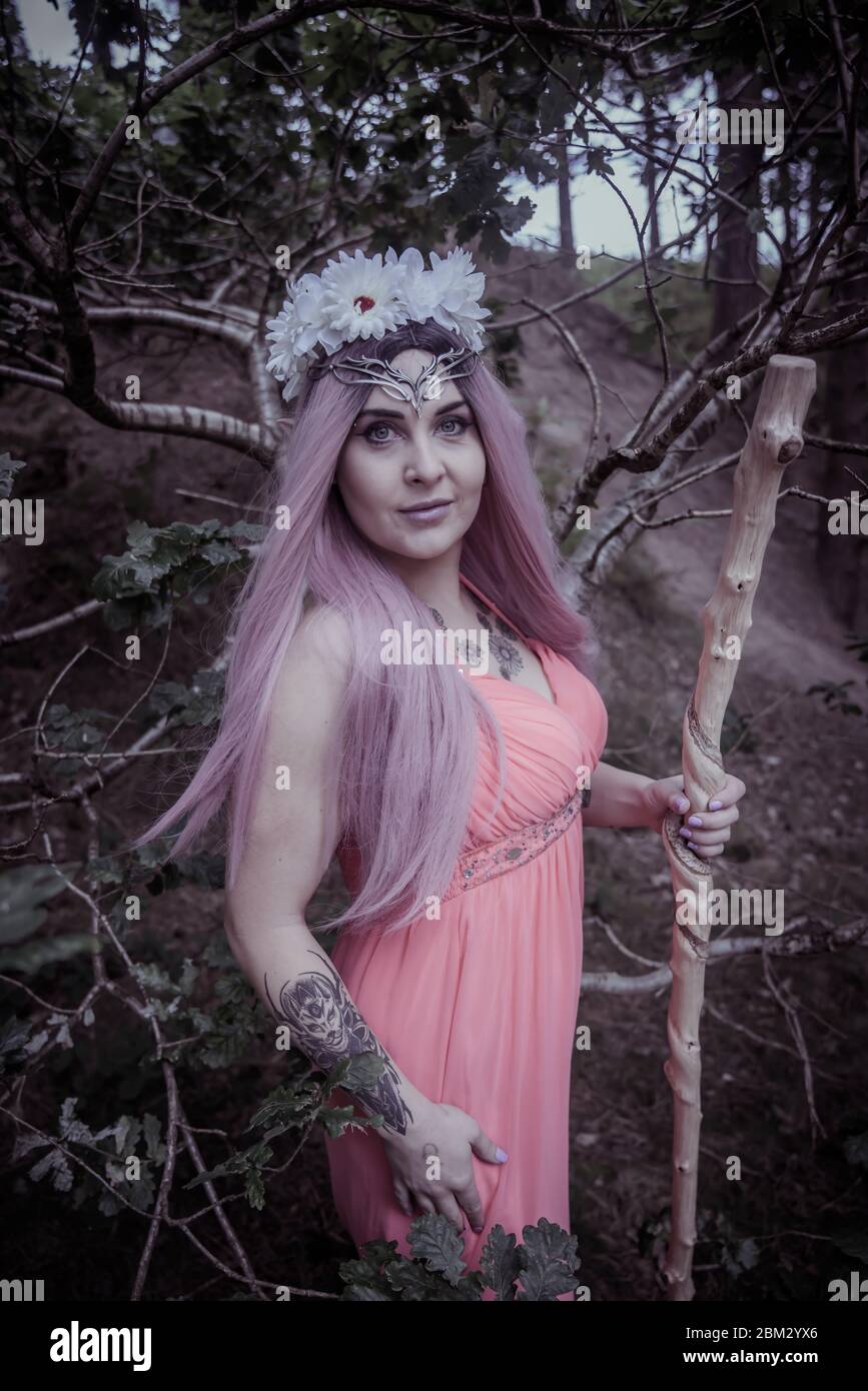 The Elven princess in the woods Stock Photo