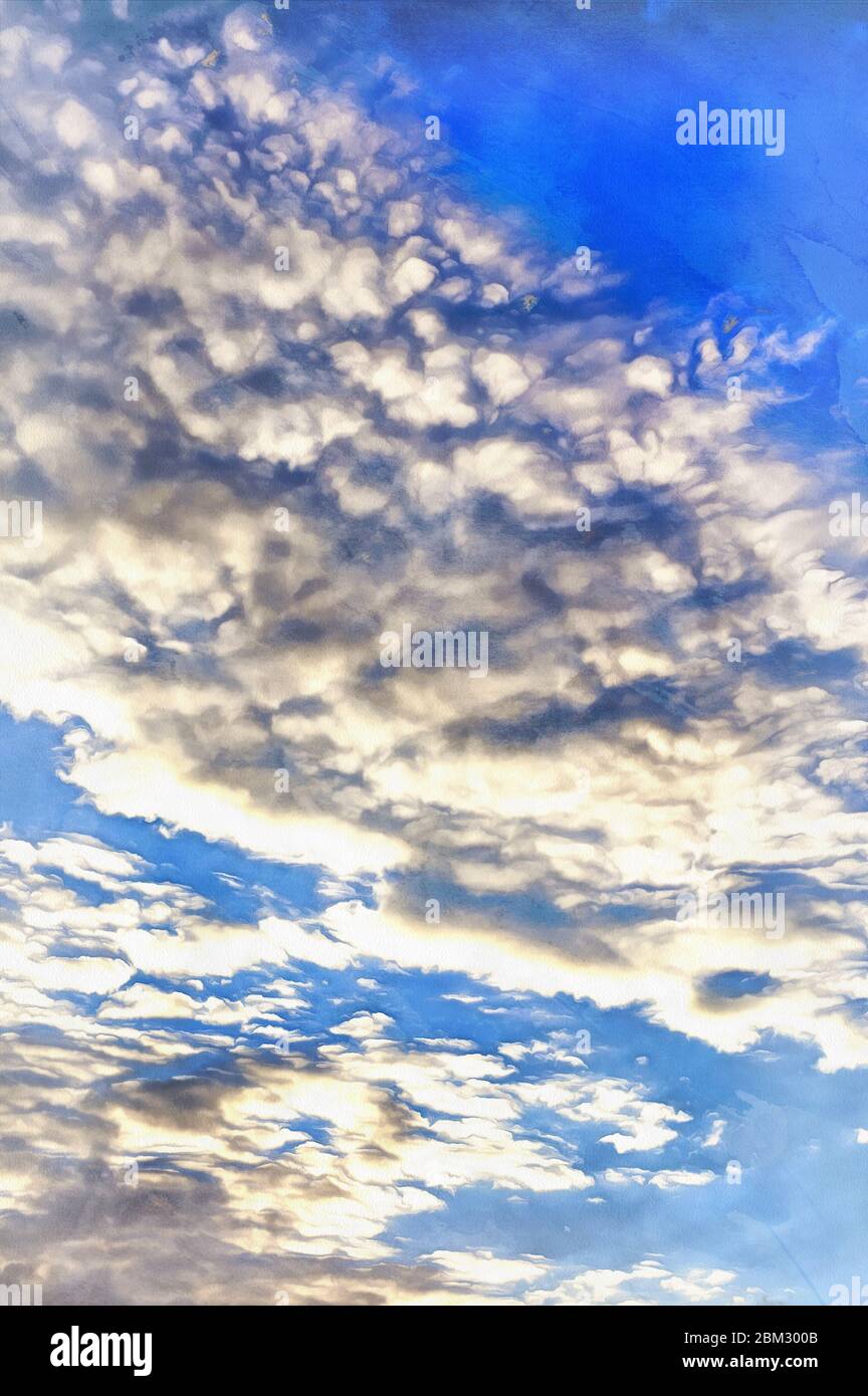 White clouds on the blue sky colorful painting looks like picture Stock ...