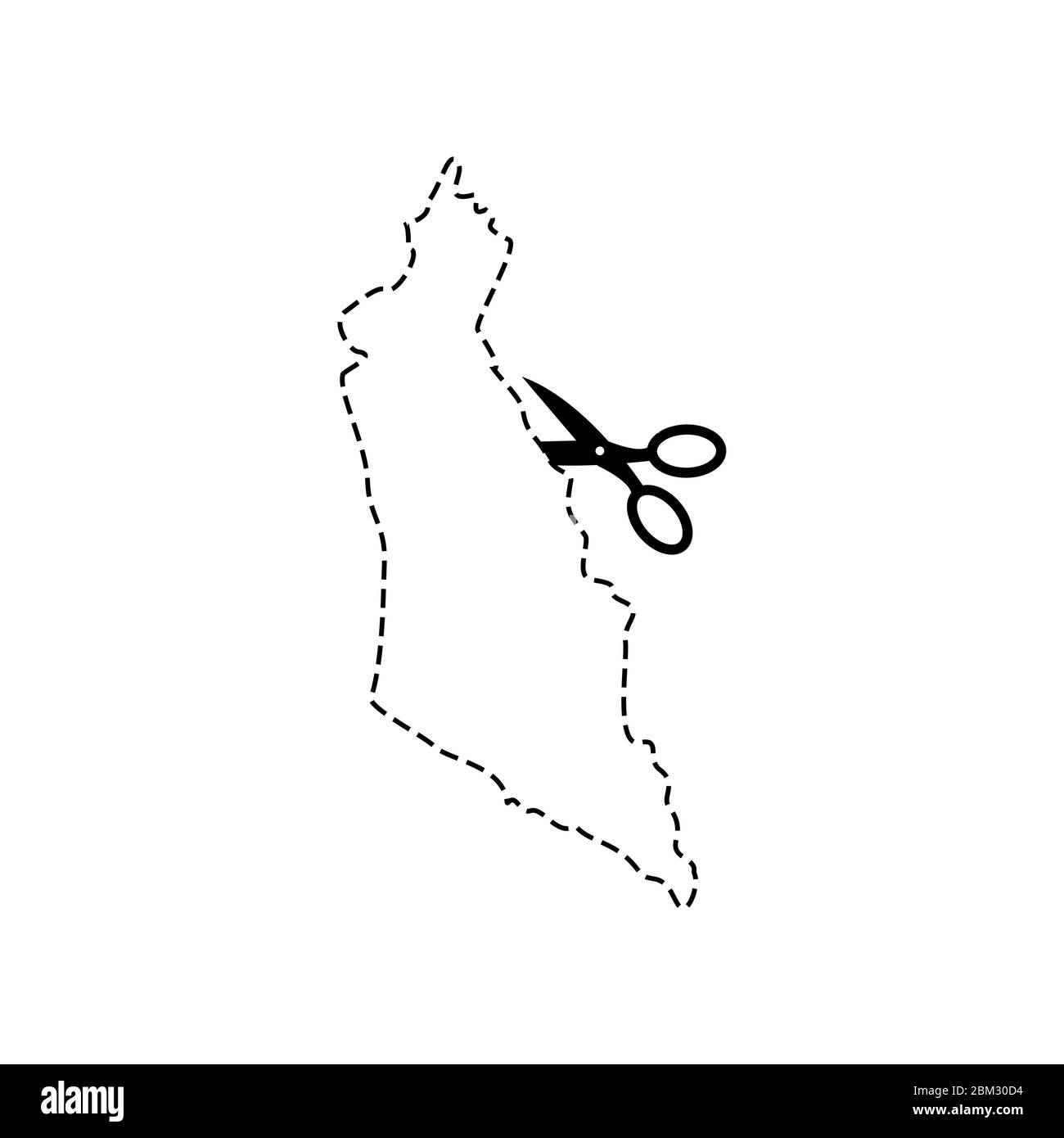 Israel map Scissors cut template. Dashed line continents of Israeli country. vector illustration Stock Vector