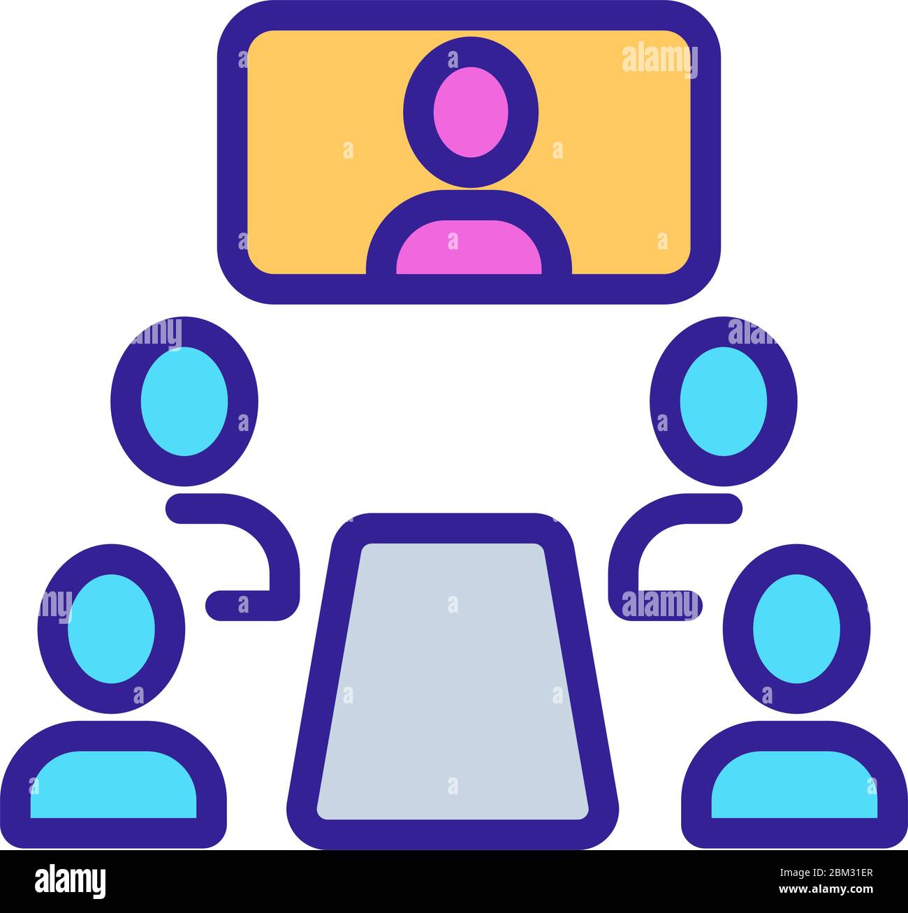 main speaker of seminar and students icon vector outline illustration ...