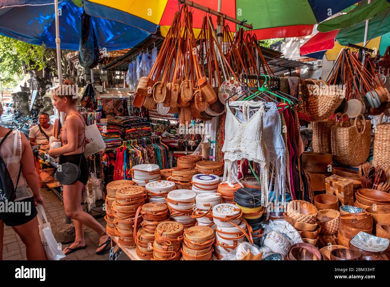 Tourists visiting Ubud Market or known as Ubud Art Market Stock Photo
