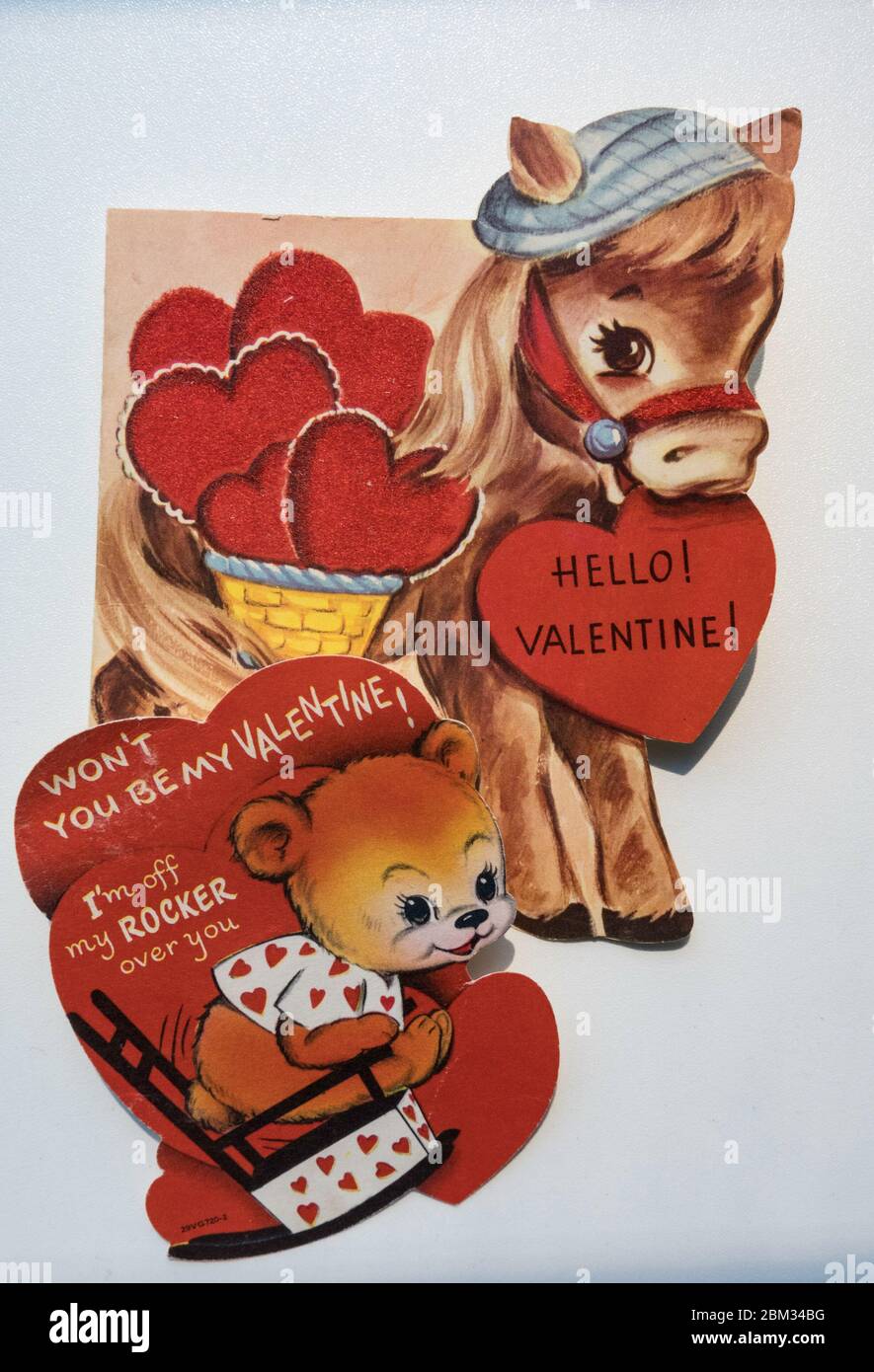 Vintage childhood Valentine's Day greeting cards, USA 1953 Stock Photo -  Alamy