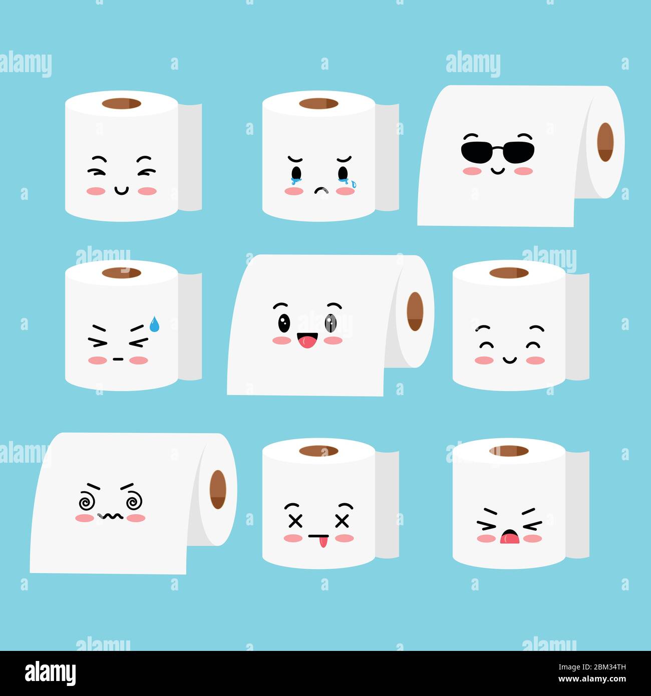 Cute toilet paper roll vector emoji set isolated on white background Stock  Vector Image & Art - Alamy