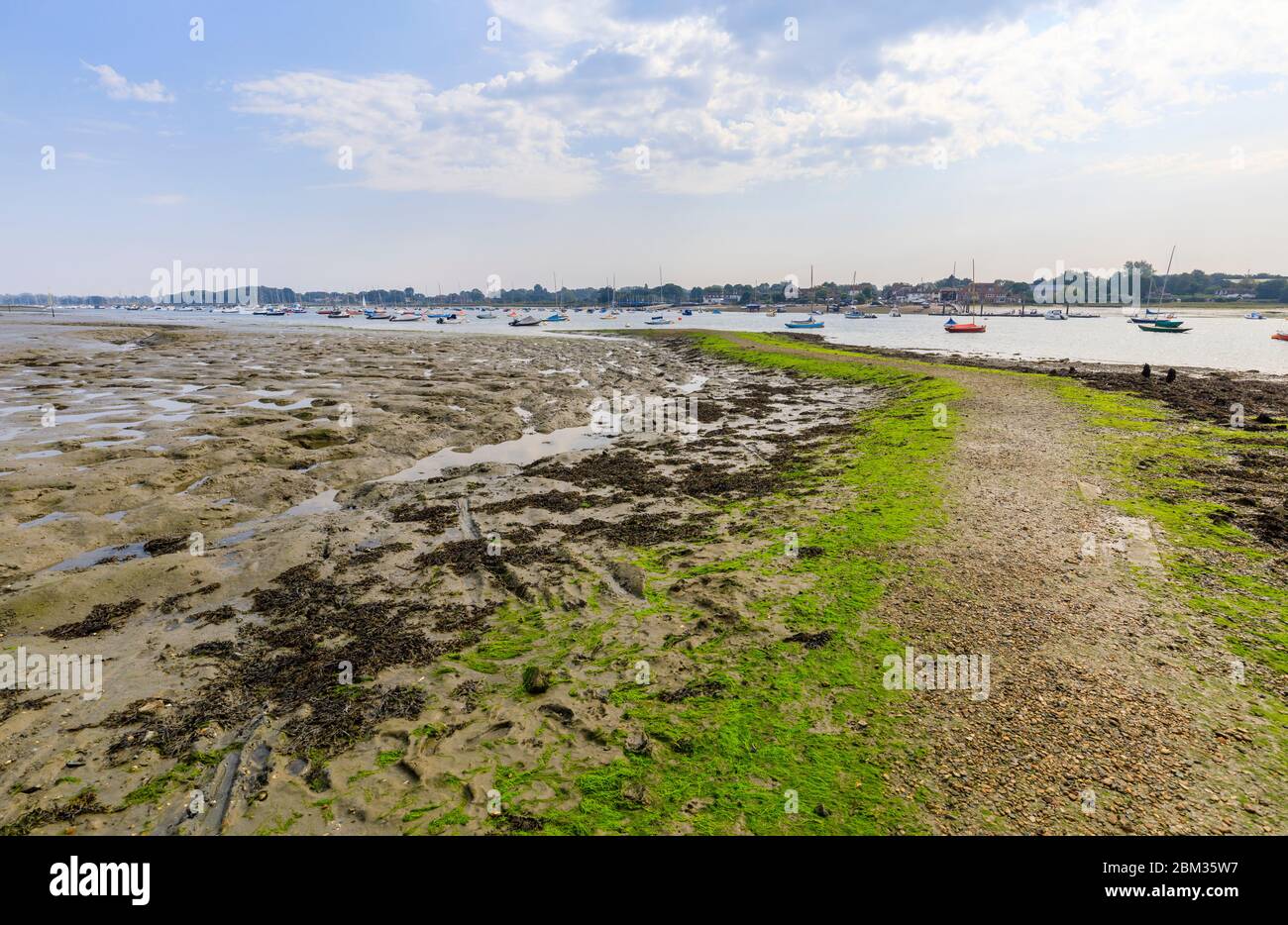 Smugglers Lane and Ferry Hard intertidal saltmarsh areas at low tide, Bosham, a small village in