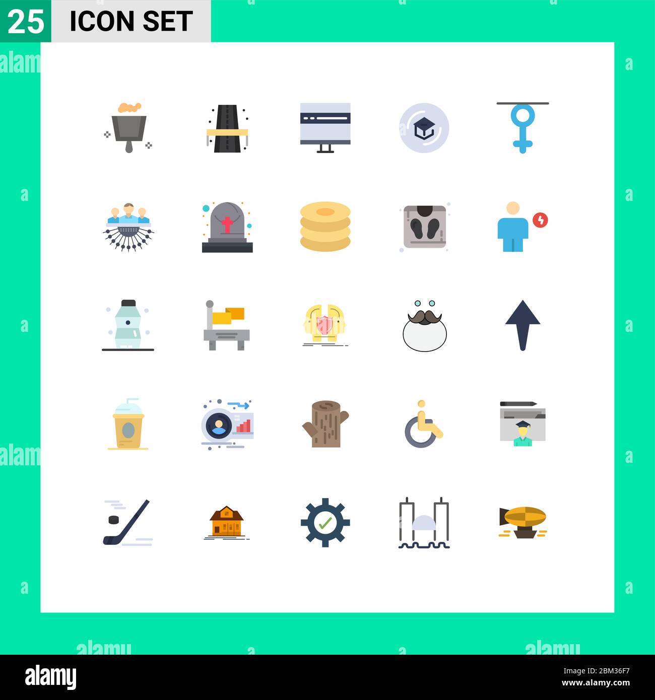 25 Creative Icons Modern Signs and Symbols of gender, learning, computer, knowledge, education Editable Vector Design Elements Stock Vector