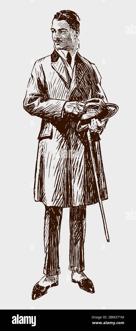 Stylish Man Hat Holding Cane High Resolution Stock Photography And Images Alamy