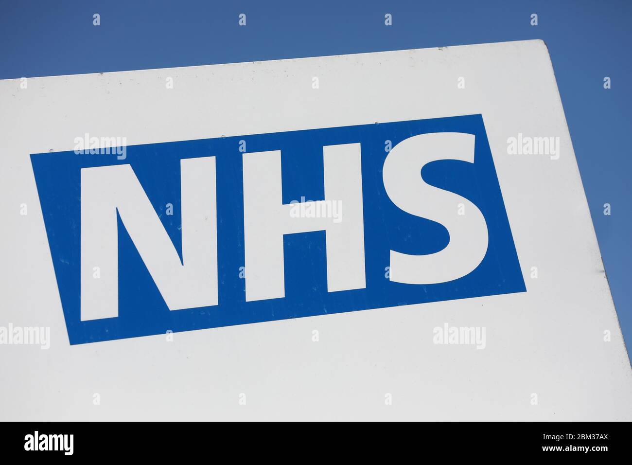 General views of the NHS logo outside Crawley Hospital, Crawley, West