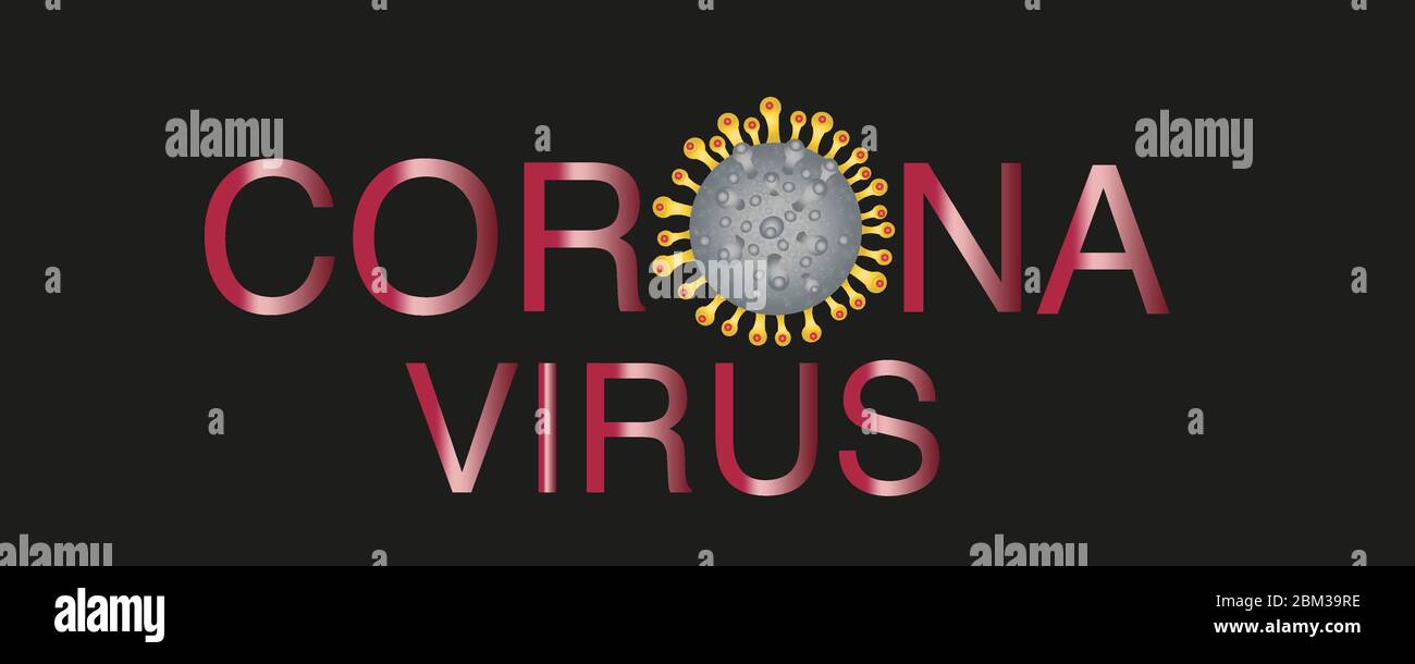 Red corona virus text with yellow infection vector banner with black ...