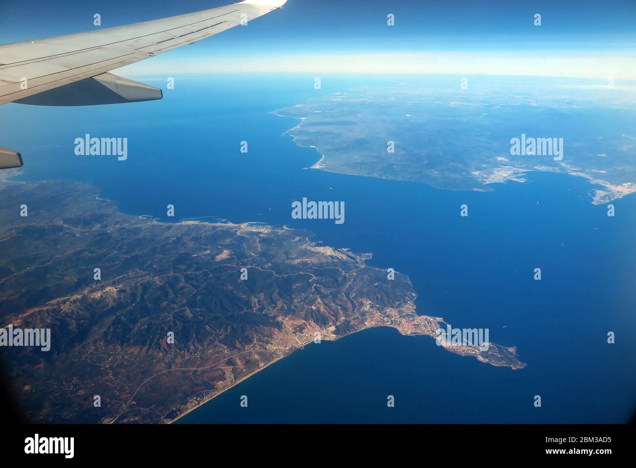 Aerial photo of the Strait of Gibraltar, Spain and Morocco Stock Photo