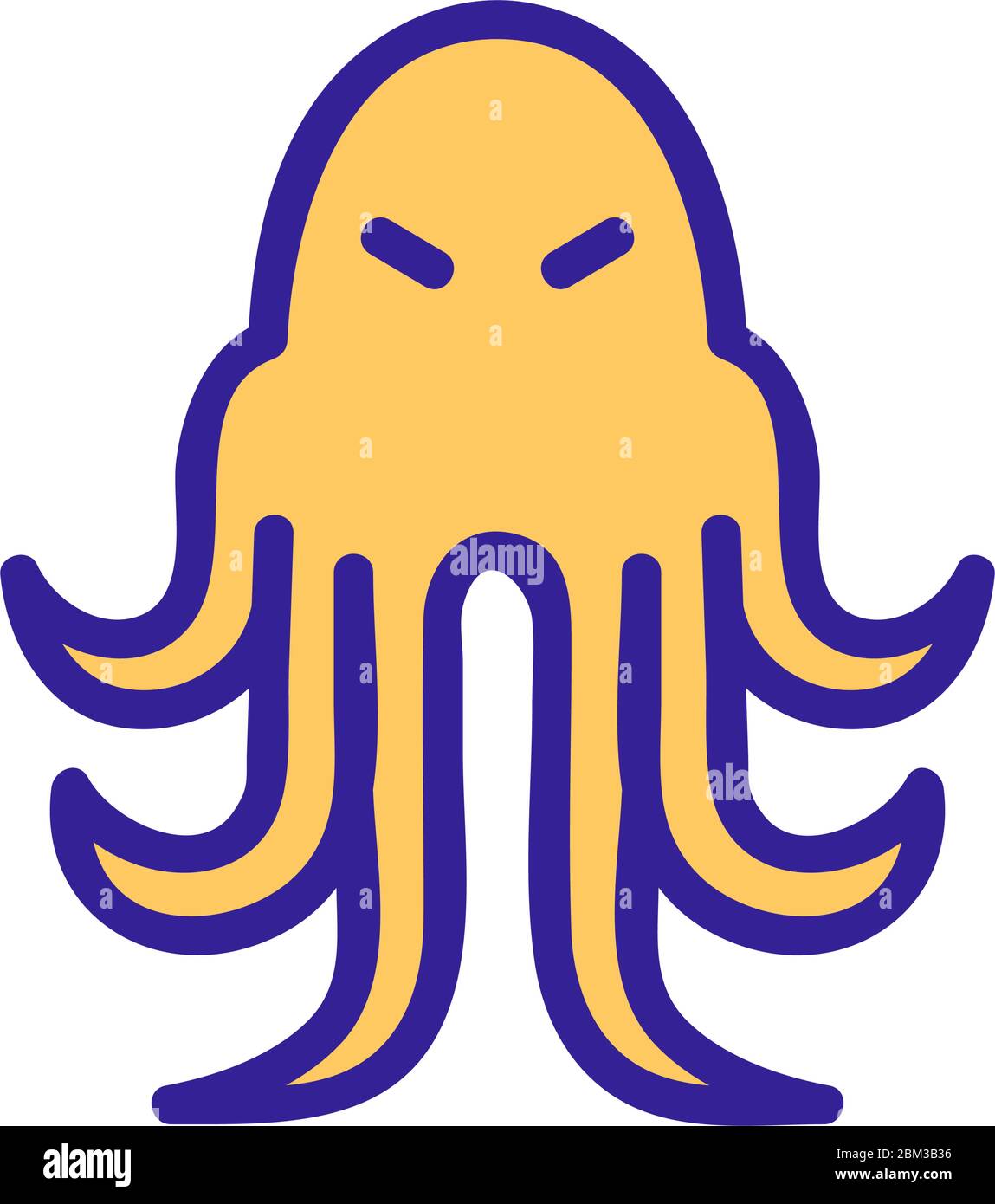 angry squid with long tentacles icon vector outline illustration