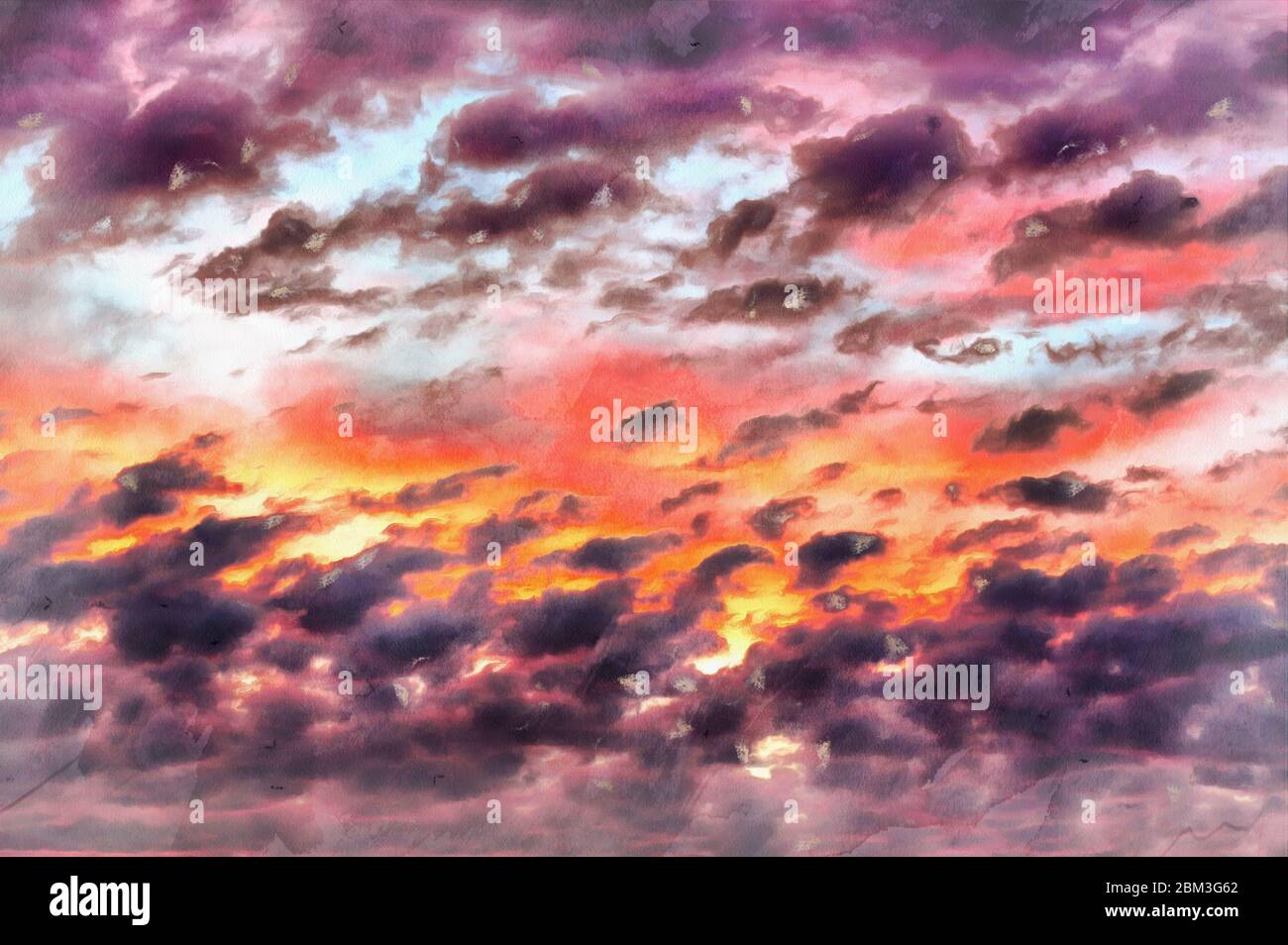 Clouds on sunset sky colorful painting looks like picture Stock Photo ...