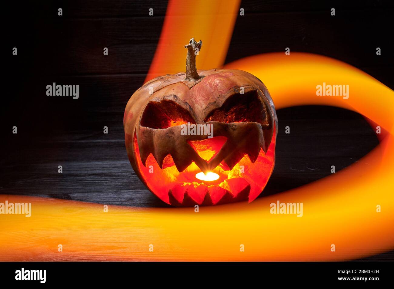 Halloween pumpkin head jack lantern with scary evil faces spooky ...