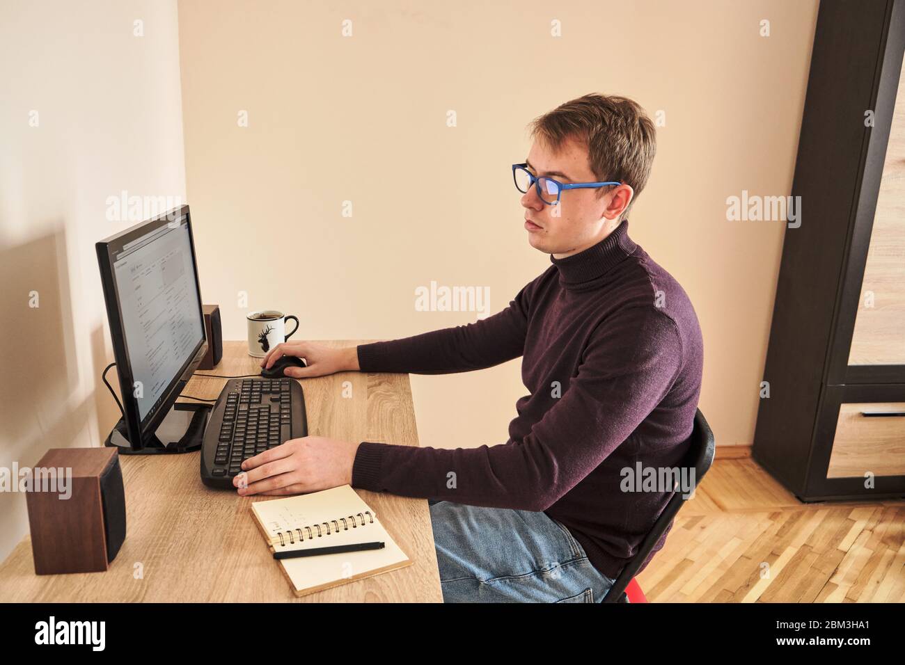 Man desk leaning back hands hi-res stock photography and images - Alamy