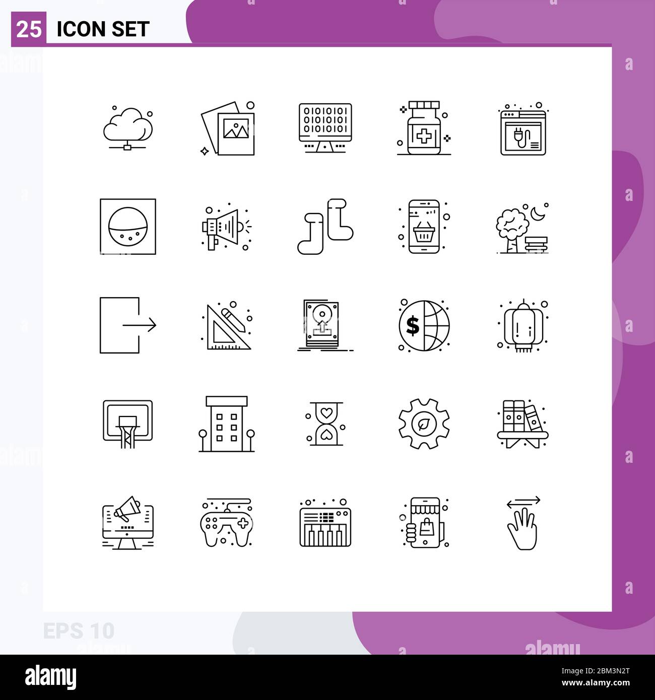 Stock Vector Icon Pack of 25 Line Signs and Symbols for browser, medical, web, hospital, care Editable Vector Design Elements Stock Vector