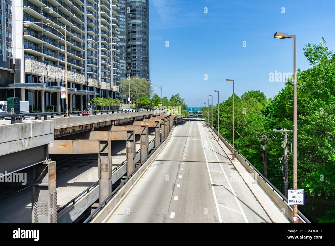 East Randolph Street heading towards Lake Shore Drive and Lake Michigan