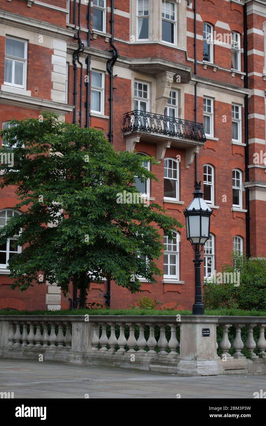 Albert Hall Mansions Victorian Apartment Block Flats Middle Class near The Royal Albert Hall, Kensington Gore, London by Richard Norman Shaw Stock Photo